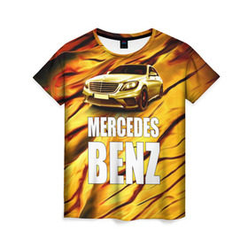Женская футболка 3D с принтом Mercedes Benz в Санкт-Петербурге, 100% полиэфир ( синтетическое хлопкоподобное полотно) | прямой крой, круглый вырез горловины, длина до линии бедер | benz | mercedes | авто | автомобиль | водитель | машина | мерседес бенц | тачка