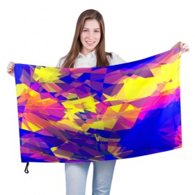 Флаг 3D с принтом Abstract Color в Санкт-Петербурге, 100% полиэстер | плотность ткани — 95 г/м2, размер — 67 х 109 см. Принт наносится с одной стороны | геометрия | полигон | треугольники | яркий