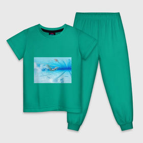 Детская пижама хлопок с принтом swimmer в Санкт-Петербурге, 100% хлопок |  брюки и футболка прямого кроя, без карманов, на брюках мягкая резинка на поясе и по низу штанин
 | пловец