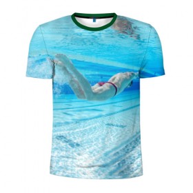 Мужская футболка 3D спортивная с принтом swimmer в Санкт-Петербурге, 100% полиэстер с улучшенными характеристиками | приталенный силуэт, круглая горловина, широкие плечи, сужается к линии бедра | пловец