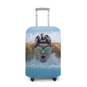 Чехол для чемодана 3D с принтом swimmer в Санкт-Петербурге, 86% полиэфир, 14% спандекс | двустороннее нанесение принта, прорези для ручек и колес | пловец