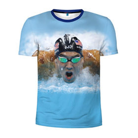 Мужская футболка 3D спортивная с принтом swimmer в Санкт-Петербурге, 100% полиэстер с улучшенными характеристиками | приталенный силуэт, круглая горловина, широкие плечи, сужается к линии бедра | пловец