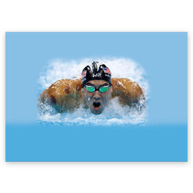 Поздравительная открытка с принтом swimmer в Санкт-Петербурге, 100% бумага | плотность бумаги 280 г/м2, матовая, на обратной стороне линовка и место для марки
 | Тематика изображения на принте: пловец