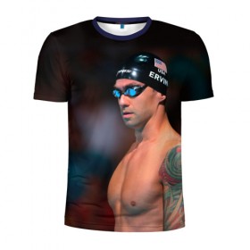 Мужская футболка 3D спортивная с принтом Энтони Эрвин в Санкт-Петербурге, 100% полиэстер с улучшенными характеристиками | приталенный силуэт, круглая горловина, широкие плечи, сужается к линии бедра | ervin | пловец