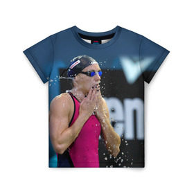 Детская футболка 3D с принтом Пловец в Санкт-Петербурге, 100% гипоаллергенный полиэфир | прямой крой, круглый вырез горловины, длина до линии бедер, чуть спущенное плечо, ткань немного тянется | Тематика изображения на принте: swimmer