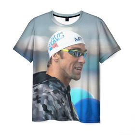 Мужская футболка 3D с принтом Swimmer в Санкт-Петербурге, 100% полиэфир | прямой крой, круглый вырез горловины, длина до линии бедер | пловец