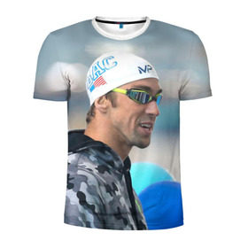 Мужская футболка 3D спортивная с принтом Swimmer в Санкт-Петербурге, 100% полиэстер с улучшенными характеристиками | приталенный силуэт, круглая горловина, широкие плечи, сужается к линии бедра | пловец