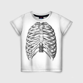 Детская футболка 3D с принтом Ребра в Санкт-Петербурге, 100% гипоаллергенный полиэфир | прямой крой, круглый вырез горловины, длина до линии бедер, чуть спущенное плечо, ткань немного тянется | Тематика изображения на принте: bones | halloween | skull | скелет | скелеты | хеллоиун | хэллоуин | хэлоуин | череп | черепа