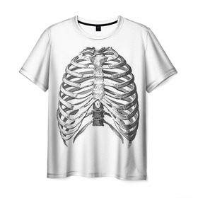 Мужская футболка 3D с принтом Ребра в Санкт-Петербурге, 100% полиэфир | прямой крой, круглый вырез горловины, длина до линии бедер | bones | halloween | skull | скелет | скелеты | хеллоиун | хэллоуин | хэлоуин | череп | черепа