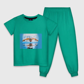Детская пижама хлопок с принтом Пловец в Санкт-Петербурге, 100% хлопок |  брюки и футболка прямого кроя, без карманов, на брюках мягкая резинка на поясе и по низу штанин
 | плавание