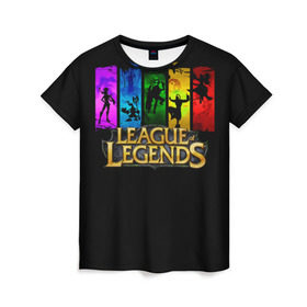 Женская футболка 3D с принтом LOL Heroes 2 в Санкт-Петербурге, 100% полиэфир ( синтетическое хлопкоподобное полотно) | прямой крой, круглый вырез горловины, длина до линии бедер | l.o.l | league of legends | игры | лига легенд | лол