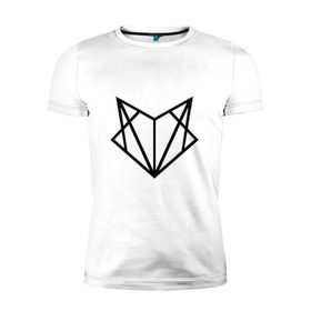 Мужская футболка премиум с принтом Лиса геометрия в Санкт-Петербурге, 92% хлопок, 8% лайкра | приталенный силуэт, круглый вырез ворота, длина до линии бедра, короткий рукав | геометрия | лиса | стиль | треугольники