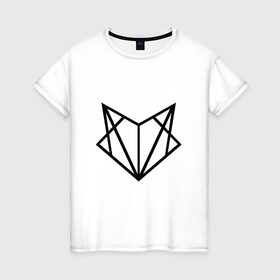 Женская футболка хлопок с принтом Лиса геометрия в Санкт-Петербурге, 100% хлопок | прямой крой, круглый вырез горловины, длина до линии бедер, слегка спущенное плечо | геометрия | лиса | стиль | треугольники