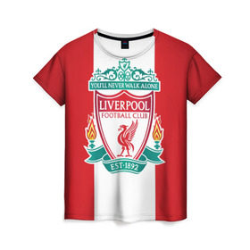Женская футболка 3D с принтом Liverpool FC в Санкт-Петербурге, 100% полиэфир ( синтетическое хлопкоподобное полотно) | прямой крой, круглый вырез горловины, длина до линии бедер | англия | клуб | ливерпуль | фк | футбол | футбольный
