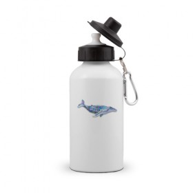 Бутылка спортивная с принтом Полигональный кит в Санкт-Петербурге, металл | емкость — 500 мл, в комплекте две пластиковые крышки и карабин для крепления | 