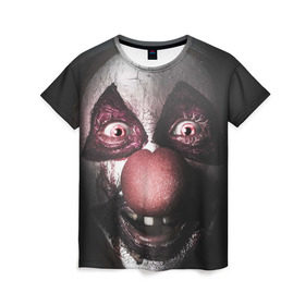 Женская футболка 3D с принтом Милый клоун в Санкт-Петербурге, 100% полиэфир ( синтетическое хлопкоподобное полотно) | прямой крой, круглый вырез горловины, длина до линии бедер | злобный