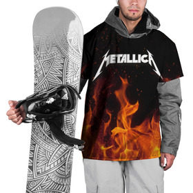 Накидка на куртку 3D с принтом Metallica fire в Санкт-Петербурге, 100% полиэстер |  | металлика
