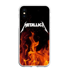 Чехол для iPhone XS Max матовый с принтом Metallica fire в Санкт-Петербурге, Силикон | Область печати: задняя сторона чехла, без боковых панелей | металлика