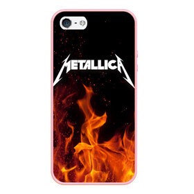 Чехол для iPhone 5/5S матовый с принтом Metallica fire в Санкт-Петербурге, Силикон | Область печати: задняя сторона чехла, без боковых панелей | металлика