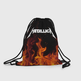 Рюкзак-мешок 3D с принтом Metallica fire в Санкт-Петербурге, 100% полиэстер | плотность ткани — 200 г/м2, размер — 35 х 45 см; лямки — толстые шнурки, застежка на шнуровке, без карманов и подкладки | металлика