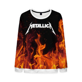 Мужской свитшот 3D с принтом Metallica fire в Санкт-Петербурге, 100% полиэстер с мягким внутренним слоем | круглый вырез горловины, мягкая резинка на манжетах и поясе, свободная посадка по фигуре | металлика