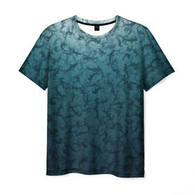 Мужская футболка 3D с принтом Акулы-молоты в Санкт-Петербурге, 100% полиэфир | прямой крой, круглый вырез горловины, длина до линии бедер | Тематика изображения на принте: камуфляж | море | океан | рыба