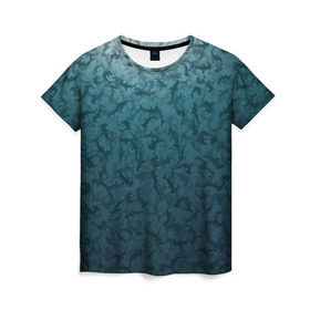 Женская футболка 3D с принтом Акулы-молоты в Санкт-Петербурге, 100% полиэфир ( синтетическое хлопкоподобное полотно) | прямой крой, круглый вырез горловины, длина до линии бедер | камуфляж | море | океан | рыба