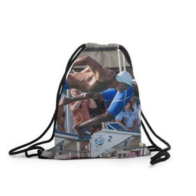 Рюкзак-мешок 3D с принтом Swimmer в Санкт-Петербурге, 100% полиэстер | плотность ткани — 200 г/м2, размер — 35 х 45 см; лямки — толстые шнурки, застежка на шнуровке, без карманов и подкладки | плавание | пловец. прыжок