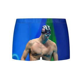 Мужские трусы 3D с принтом Michael Phelps в Санкт-Петербурге, 50% хлопок, 50% полиэстер | классическая посадка, на поясе мягкая тканевая резинка | Тематика изображения на принте: бассейн | пловец | чемпион. фелепс