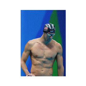 Обложка для паспорта матовая кожа с принтом Michael Phelps в Санкт-Петербурге, натуральная матовая кожа | размер 19,3 х 13,7 см; прозрачные пластиковые крепления | Тематика изображения на принте: бассейн | пловец | чемпион. фелепс