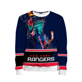 Детский свитшот 3D с принтом New York Rangers в Санкт-Петербурге, 100% полиэстер | свободная посадка, прямой крой, мягкая тканевая резинка на рукавах и понизу свитшота | new york rangers | nhl | stanley cup | кубок стенли | кубок стэнли | нхл | нью йорк рейнджерс | нью йорк рейнджеры | рейнджеры | хоккей | хоккейный клуб