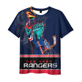 Мужская футболка 3D с принтом New York Rangers в Санкт-Петербурге, 100% полиэфир | прямой крой, круглый вырез горловины, длина до линии бедер | Тематика изображения на принте: new york rangers | nhl | stanley cup | кубок стенли | кубок стэнли | нхл | нью йорк рейнджерс | нью йорк рейнджеры | рейнджеры | хоккей | хоккейный клуб
