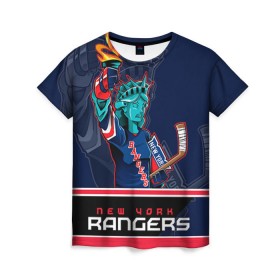 Женская футболка 3D с принтом New York Rangers в Санкт-Петербурге, 100% полиэфир ( синтетическое хлопкоподобное полотно) | прямой крой, круглый вырез горловины, длина до линии бедер | new york rangers | nhl | stanley cup | кубок стенли | кубок стэнли | нхл | нью йорк рейнджерс | нью йорк рейнджеры | рейнджеры | хоккей | хоккейный клуб
