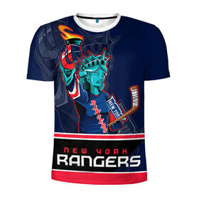 Мужская футболка 3D спортивная с принтом New York Rangers в Санкт-Петербурге, 100% полиэстер с улучшенными характеристиками | приталенный силуэт, круглая горловина, широкие плечи, сужается к линии бедра | new york rangers | nhl | stanley cup | кубок стенли | кубок стэнли | нхл | нью йорк рейнджерс | нью йорк рейнджеры | рейнджеры | хоккей | хоккейный клуб