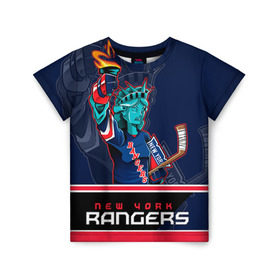 Детская футболка 3D с принтом New York Rangers в Санкт-Петербурге, 100% гипоаллергенный полиэфир | прямой крой, круглый вырез горловины, длина до линии бедер, чуть спущенное плечо, ткань немного тянется | new york rangers | nhl | stanley cup | кубок стенли | кубок стэнли | нхл | нью йорк рейнджерс | нью йорк рейнджеры | рейнджеры | хоккей | хоккейный клуб