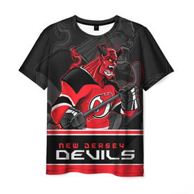 Мужская футболка 3D с принтом New Jersey Devils в Санкт-Петербурге, 100% полиэфир | прямой крой, круглый вырез горловины, длина до линии бедер | new jersey devils | nhl | stanley cup | дъяволы нью джерси | калинин | кубок стенли | кубок стэнли | нхл | нью джерси девилз | хоккей | хоккейный клуб