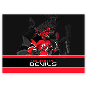 Поздравительная открытка с принтом New Jersey Devils в Санкт-Петербурге, 100% бумага | плотность бумаги 280 г/м2, матовая, на обратной стороне линовка и место для марки
 | new jersey devils | nhl | stanley cup | дъяволы нью джерси | калинин | кубок стенли | кубок стэнли | нхл | нью джерси девилз | хоккей | хоккейный клуб