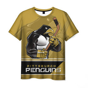 Мужская футболка 3D с принтом Pittsburgh Penguins в Санкт-Петербурге, 100% полиэфир | прямой крой, круглый вырез горловины, длина до линии бедер | nhl | pittsburgh penguins | stanley cup | кросби | кубок стенли | кубок стэнли | малкин | нхл | пингвинс | питтсбург пингвинз | сидни кросби | хоккей | хоккейный клуб