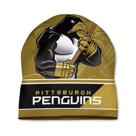 Шапка 3D с принтом Pittsburgh Penguins в Санкт-Петербурге, 100% полиэстер | универсальный размер, печать по всей поверхности изделия | Тематика изображения на принте: nhl | pittsburgh penguins | stanley cup | кросби | кубок стенли | кубок стэнли | малкин | нхл | пингвинс | питтсбург пингвинз | сидни кросби | хоккей | хоккейный клуб