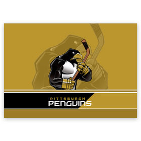 Поздравительная открытка с принтом Pittsburgh Penguins в Санкт-Петербурге, 100% бумага | плотность бумаги 280 г/м2, матовая, на обратной стороне линовка и место для марки
 | Тематика изображения на принте: nhl | pittsburgh penguins | stanley cup | кросби | кубок стенли | кубок стэнли | малкин | нхл | пингвинс | питтсбург пингвинз | сидни кросби | хоккей | хоккейный клуб