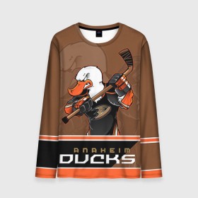 Мужской лонгслив 3D с принтом Anaheim Ducks в Санкт-Петербурге, 100% полиэстер | длинные рукава, круглый вырез горловины, полуприлегающий силуэт | anaheim ducks | nhl | stanley cup | кубок стенли | кубок стэнли | нхл | хоккей | хоккейный клуб