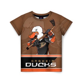 Детская футболка 3D с принтом Anaheim Ducks в Санкт-Петербурге, 100% гипоаллергенный полиэфир | прямой крой, круглый вырез горловины, длина до линии бедер, чуть спущенное плечо, ткань немного тянется | Тематика изображения на принте: anaheim ducks | nhl | stanley cup | кубок стенли | кубок стэнли | нхл | хоккей | хоккейный клуб