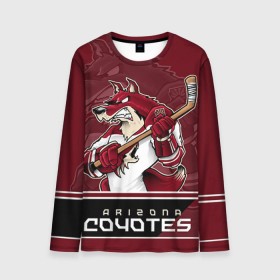 Мужской лонгслив 3D с принтом Arizona Coyotes в Санкт-Петербурге, 100% полиэстер | длинные рукава, круглый вырез горловины, полуприлегающий силуэт | Тематика изображения на принте: arizona coyotes | nhl | stanley cup | аризона койотис | аризона койоты | кубок стенли | кубок стэнли | нхл | хоккей | хоккейный клуб