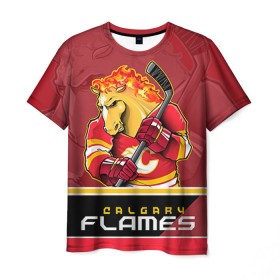 Мужская футболка 3D с принтом Calgary Flames в Санкт-Петербурге, 100% полиэфир | прямой крой, круглый вырез горловины, длина до линии бедер | Тематика изображения на принте: calgary flames | nhl | stanley cup | калгари флэймз | кубок стенли | кубок стэнли | нхл | флэймс | хоккей | хоккейный клуб