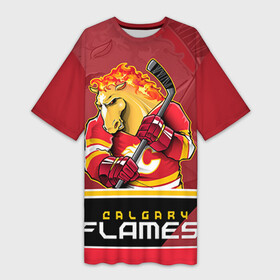 Платье-футболка 3D с принтом Calgary Flames в Санкт-Петербурге,  |  | calgary flames | nhl | stanley cup | калгари флэймз | кубок стенли | кубок стэнли | нхл | флэймс | хоккей | хоккейный клуб