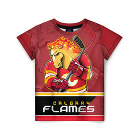 Детская футболка 3D с принтом Calgary Flames в Санкт-Петербурге, 100% гипоаллергенный полиэфир | прямой крой, круглый вырез горловины, длина до линии бедер, чуть спущенное плечо, ткань немного тянется | calgary flames | nhl | stanley cup | калгари флэймз | кубок стенли | кубок стэнли | нхл | флэймс | хоккей | хоккейный клуб