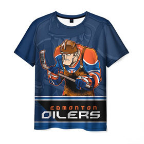 Мужская футболка 3D с принтом Edmonton Oilers в Санкт-Петербурге, 100% полиэфир | прямой крой, круглый вырез горловины, длина до линии бедер | edmonton oilers | nhl | stanley cup | кубок стенли | кубок стэнли | нхл | хоккей | хоккейный клуб | эдмонтон | эдмонтон ойлерз | якупов
