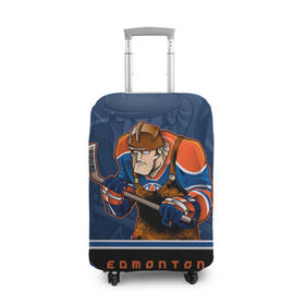 Чехол для чемодана 3D с принтом Edmonton Oilers в Санкт-Петербурге, 86% полиэфир, 14% спандекс | двустороннее нанесение принта, прорези для ручек и колес | edmonton oilers | nhl | stanley cup | кубок стенли | кубок стэнли | нхл | хоккей | хоккейный клуб | эдмонтон | эдмонтон ойлерз | якупов