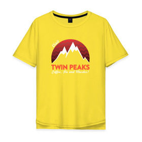 Мужская футболка хлопок Oversize с принтом Твин Пикс в Санкт-Петербурге, 100% хлопок | свободный крой, круглый ворот, “спинка” длиннее передней части | peaks | twin