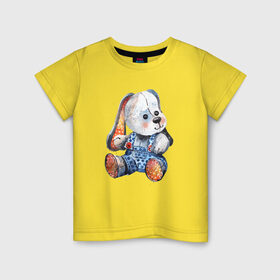Детская футболка хлопок с принтом Акварельная плюшевая собачка в Санкт-Петербурге, 100% хлопок | круглый вырез горловины, полуприлегающий силуэт, длина до линии бедер | акварель | дети | животные | игрушки